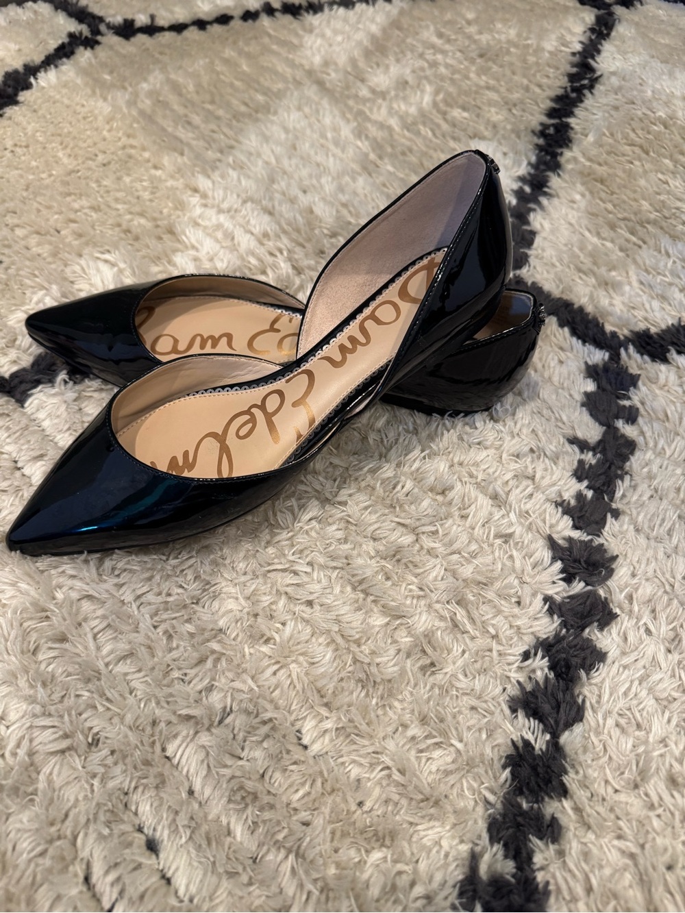 Sam Edelman Black Patent Pointed Toe Flats, size 9.5